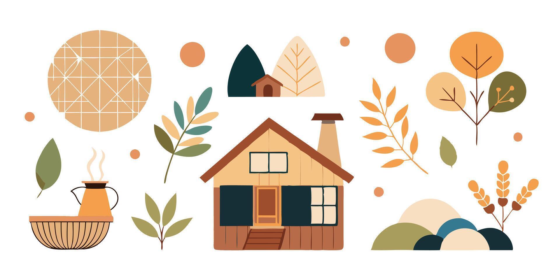 Autumn house illustration vector