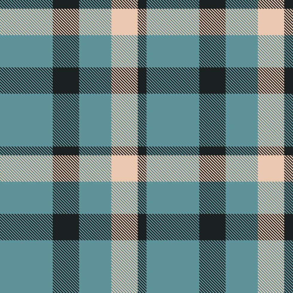 Sky tartan fabric , poncho seamless check background. Hippy pattern plaid texture textile in cyan and black colors. vector