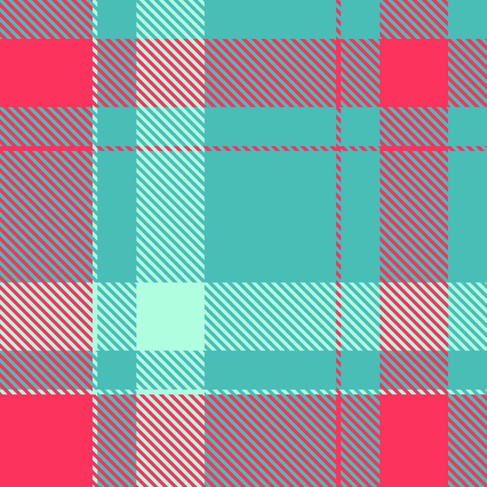 Traditional check texture pattern, overlayed seamless background . Teenage textile fabric plaid tartan in teal and red colors. vector