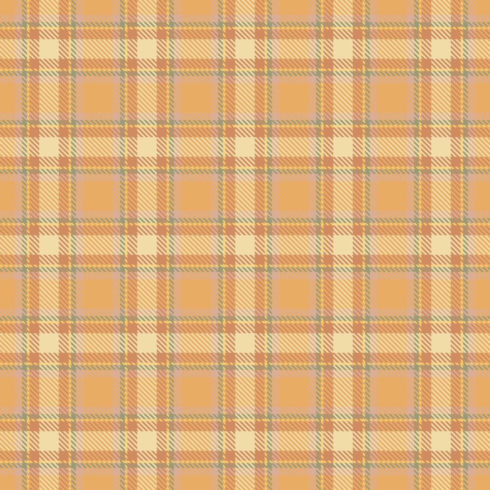 Teen seamless plaid , damask pattern textile background. Stitch check texture tartan fabric in orange and amber colors. vector