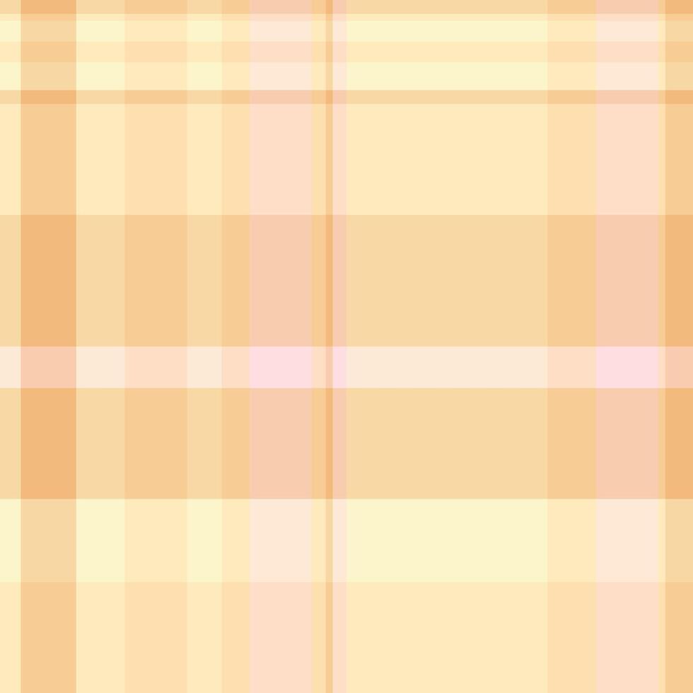 Designer plaid texture check, color tartan textile. Cell seamless background fabric pattern in orange and light colors. vector