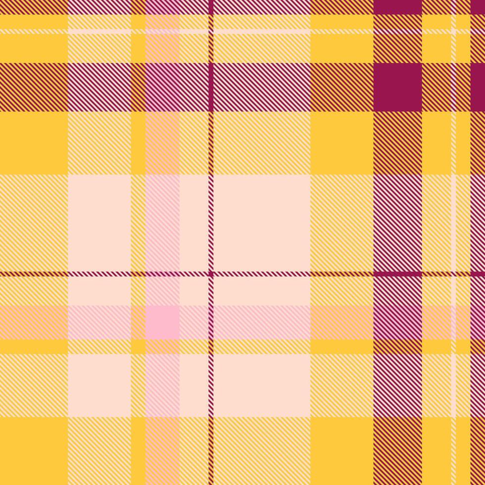 Vibrant pastel plaid pattern in yellow, peach, and purple. Perfect for textile design, website backgrounds, or fashion projects. vector