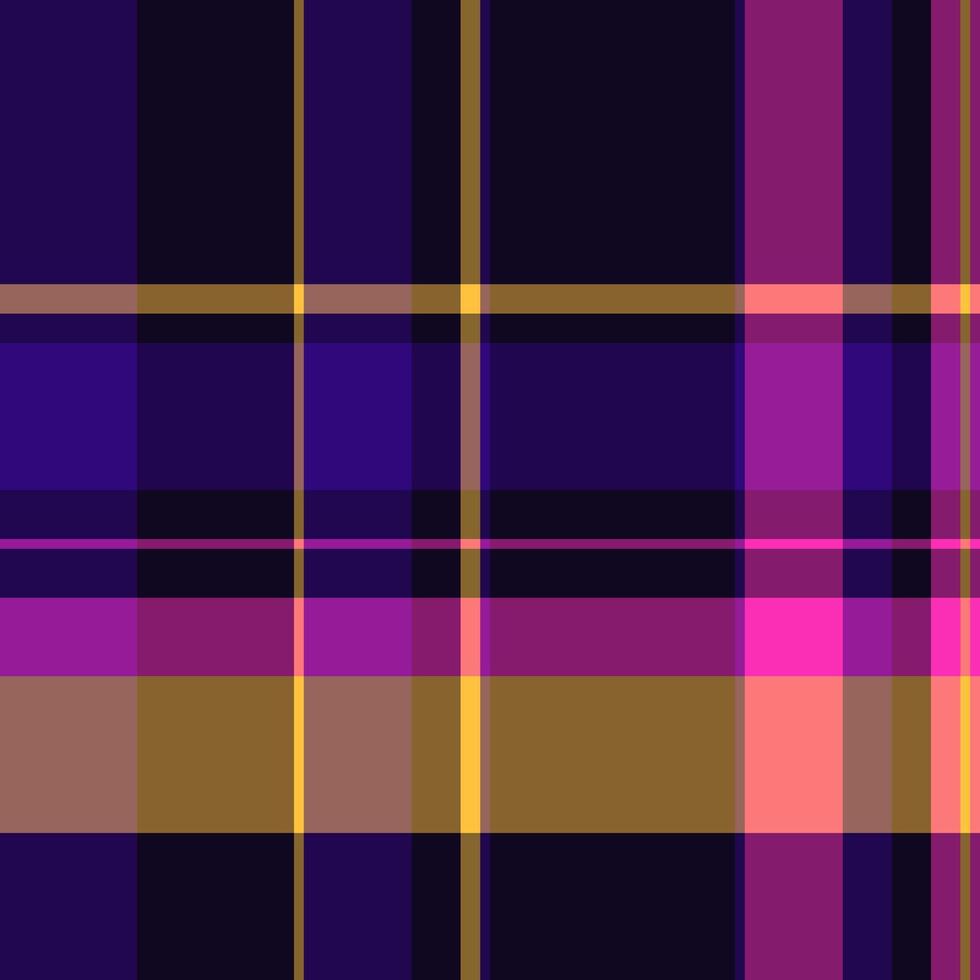 Creative textile plaid fabric, sample background seamless. Give check pattern texture tartan in violet and black colors. vector