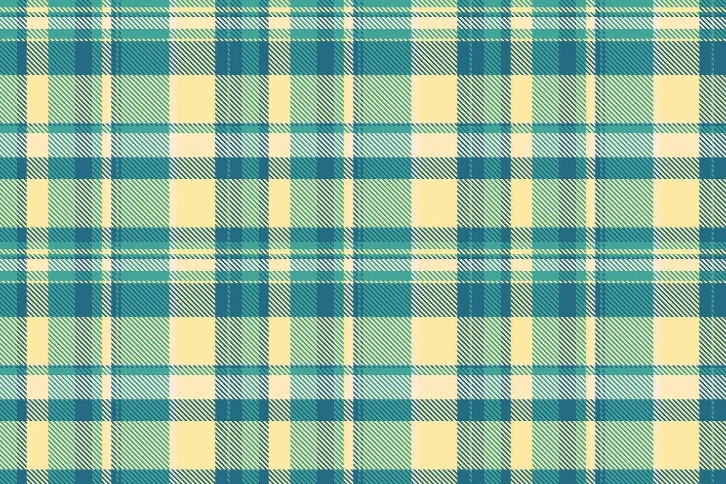 Idea textile pattern tartan, pano texture background plaid. Net check seamless fabric in teal and yellow colors. vector