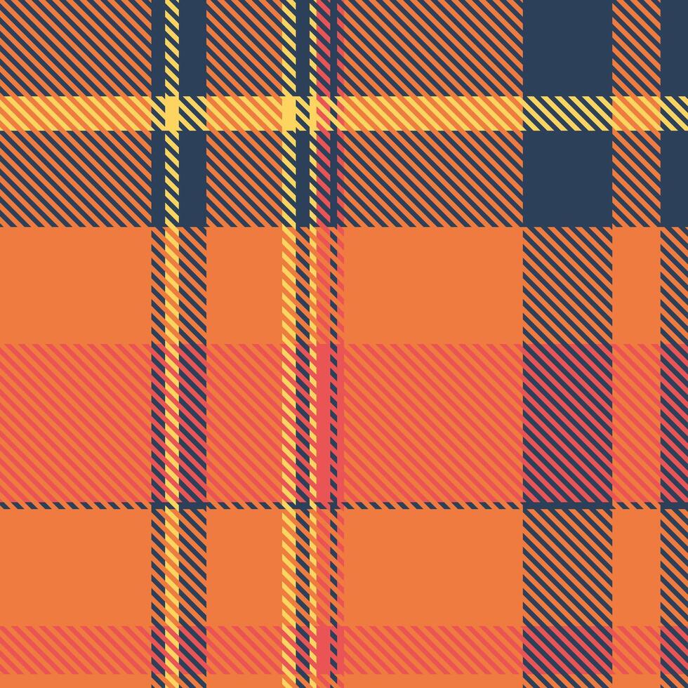 Vibrant autumnal plaid pattern. Warm orange and deep navy hues create a cozy, textured design perfect for fall fashion, textiles, or website backgrounds. vector