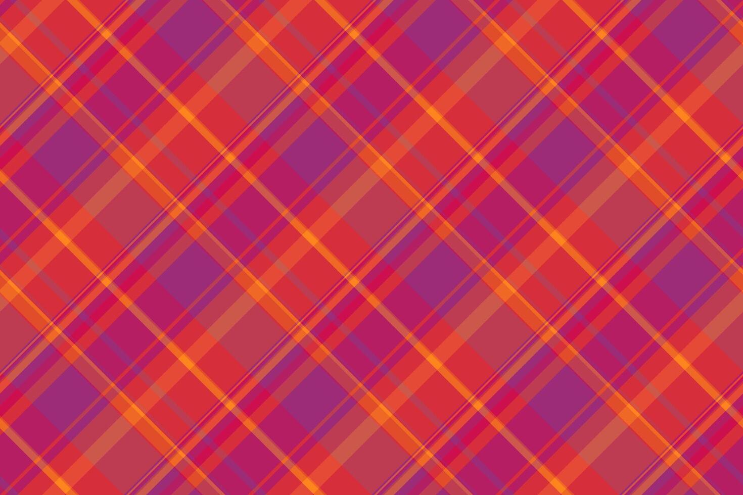 Fashioned plaid check, linear textile background texture. Retro fabric pattern seamless tartan in red and pink colors. vector