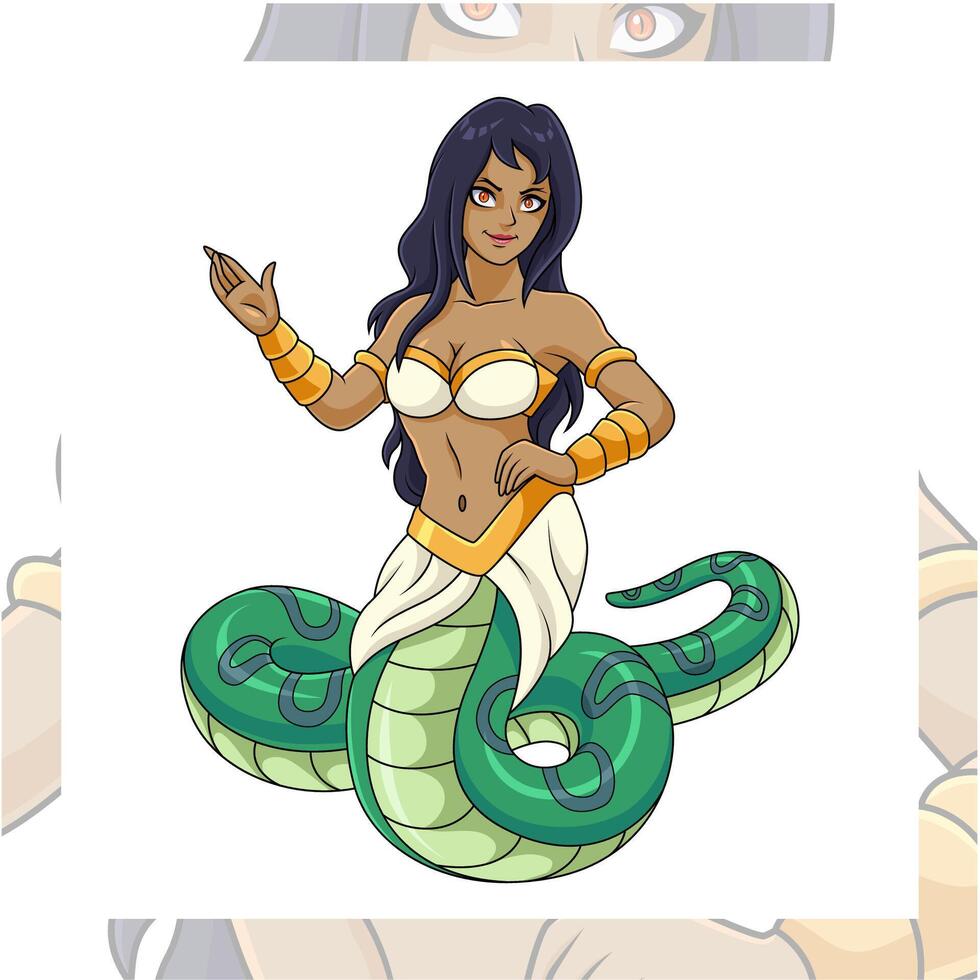Echidna greek mythology cartoon mascot character design vector