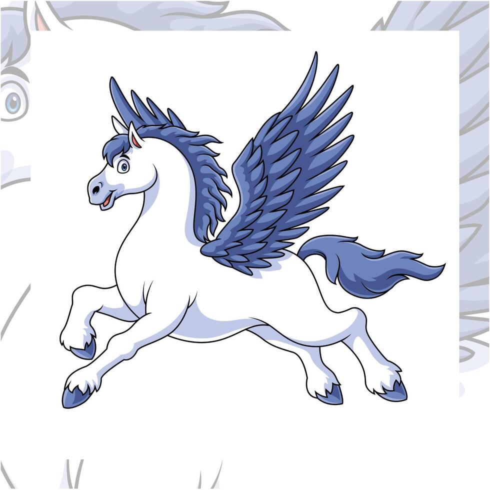 Pegasus cartoon mascot character design vector