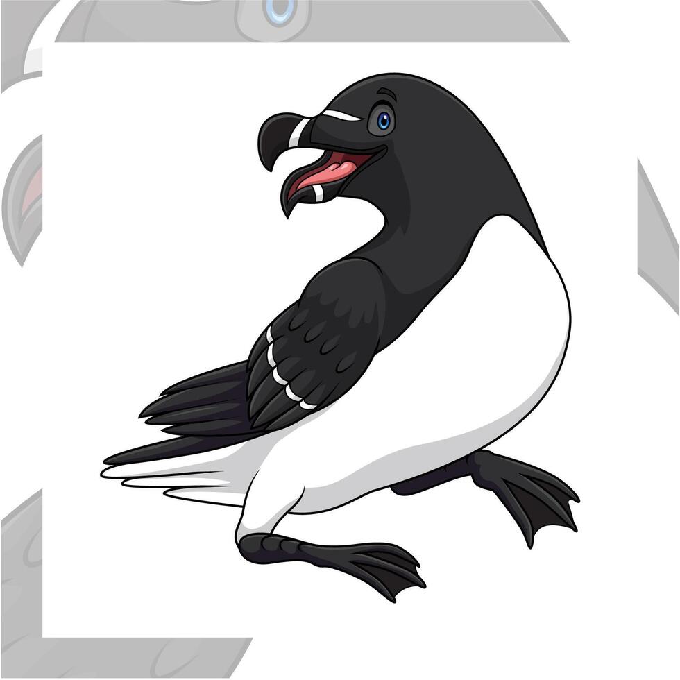 razorbill bird cartoon mascot character design vector
