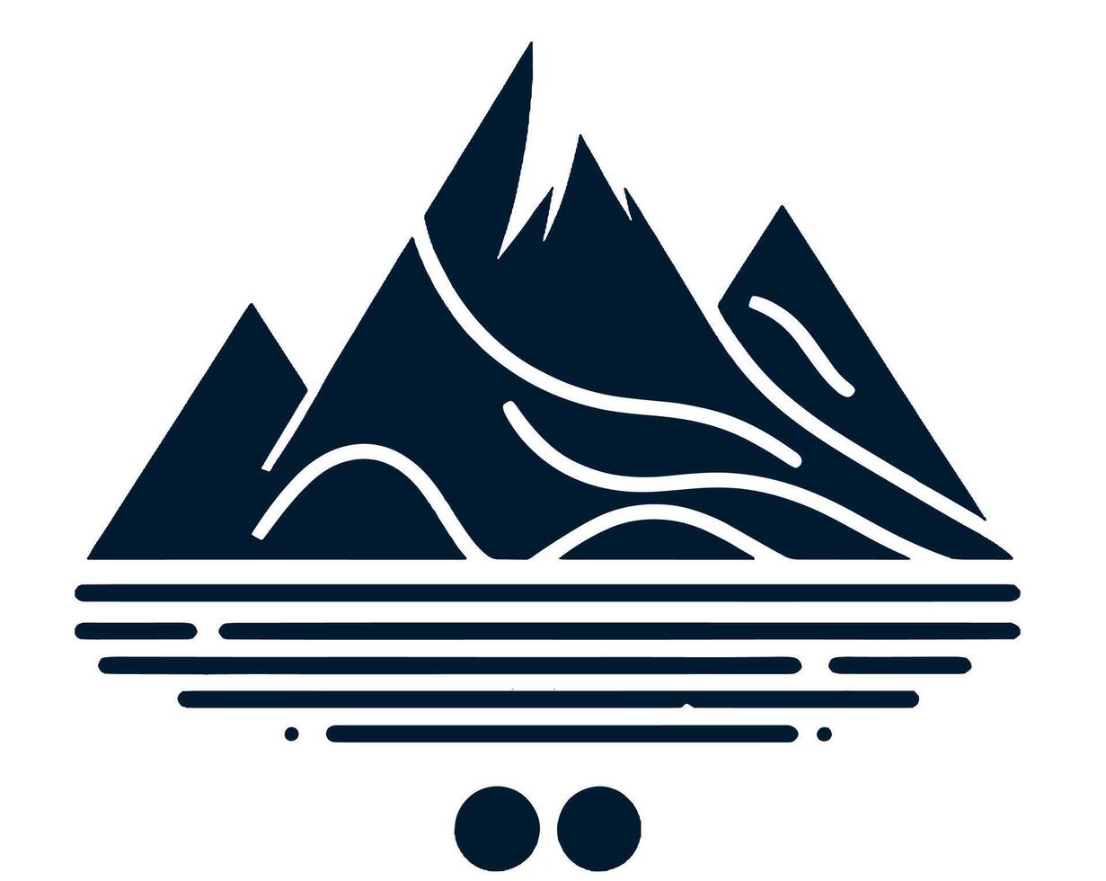 Mountains and water in a line style logo vector