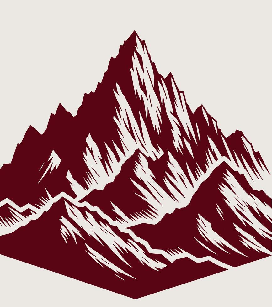Mountain landscape illustration on gray. vector
