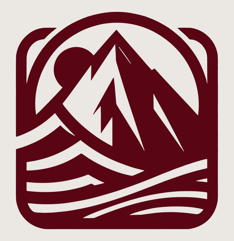 Mountains with sun logo illustration. vector