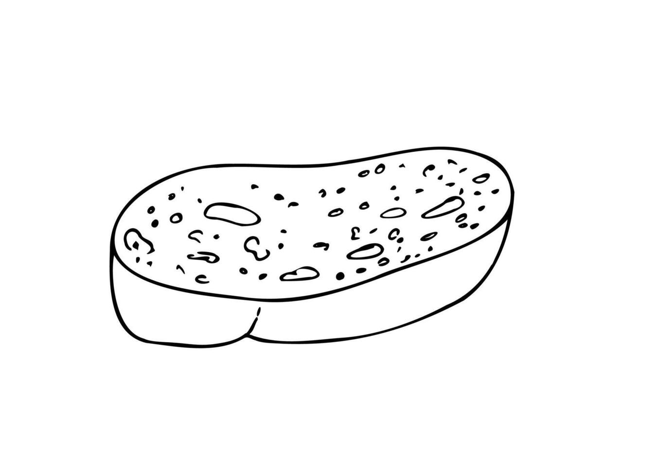 slice of bread, bakery. Graphic ink loaf food, whole grain bread, ciabatta, brown homemade, baguette. Bun illustration isolated on background. Hand drawn line sketch. For designers, prints vector