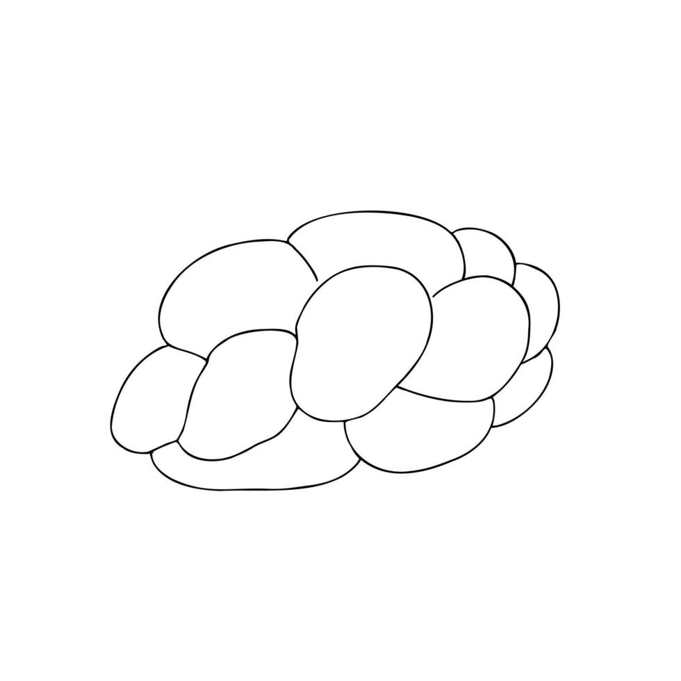 bread braid. Graphic ink loaf food, bakery baget, pastry grain, cereal cake. Bun illustration isolated on background. Hand drawn line sketch. For designers, prints, logo, icon, menu, postcards vector