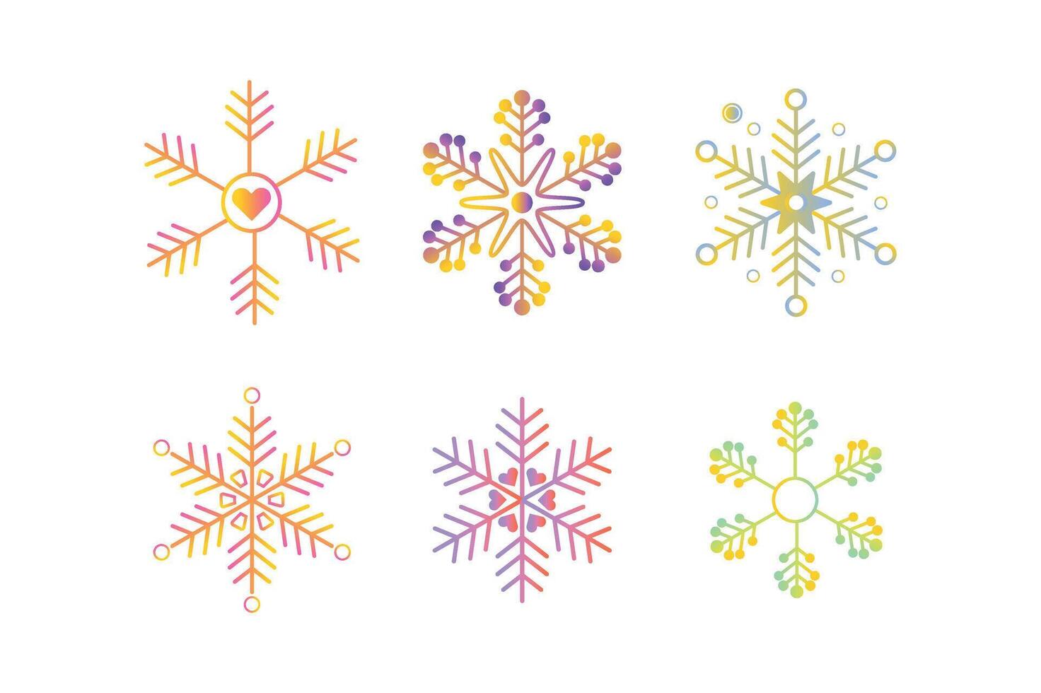 Funky Snowflakes Set for Greeting Cards, funky snowflakes , winter elements, snowflake pattern vector
