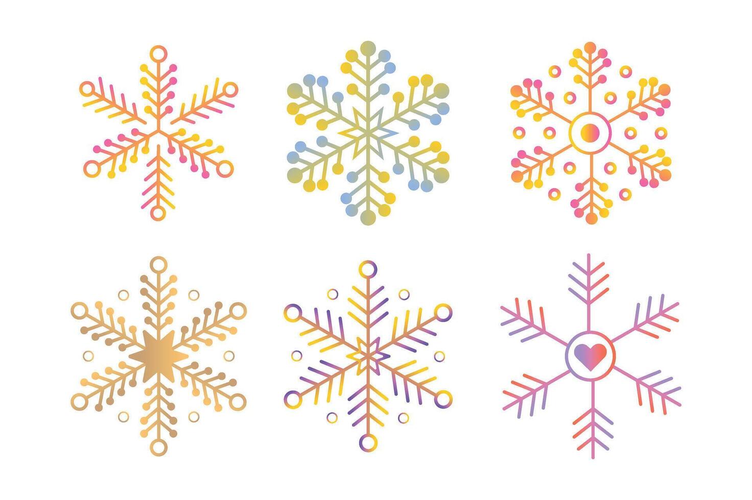Funky Snowflakes Set for Designers, funky snowflakes , winter elements, snowflake pattern vector