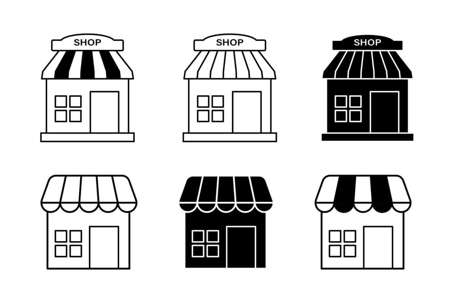 Store Front Icons Collection for Businesses, store front icons, shop front icon, market icon vector