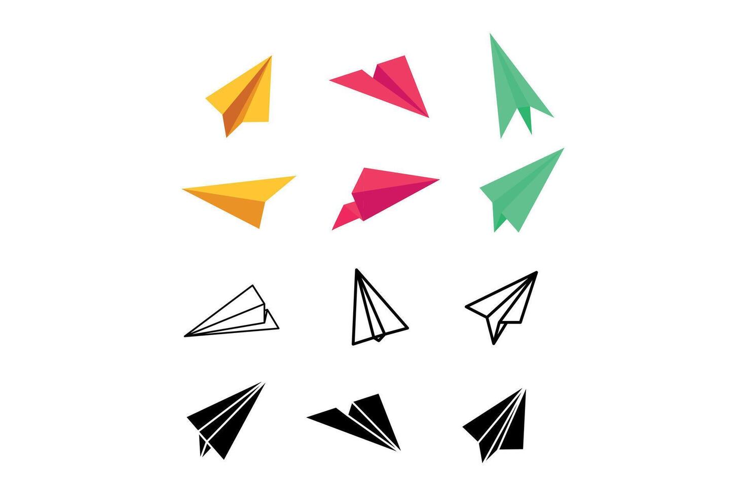 Flying Paper Airplanes Hand Drawn Vectors, paper airplane , paper plane clipart, outline paper airplanes vector