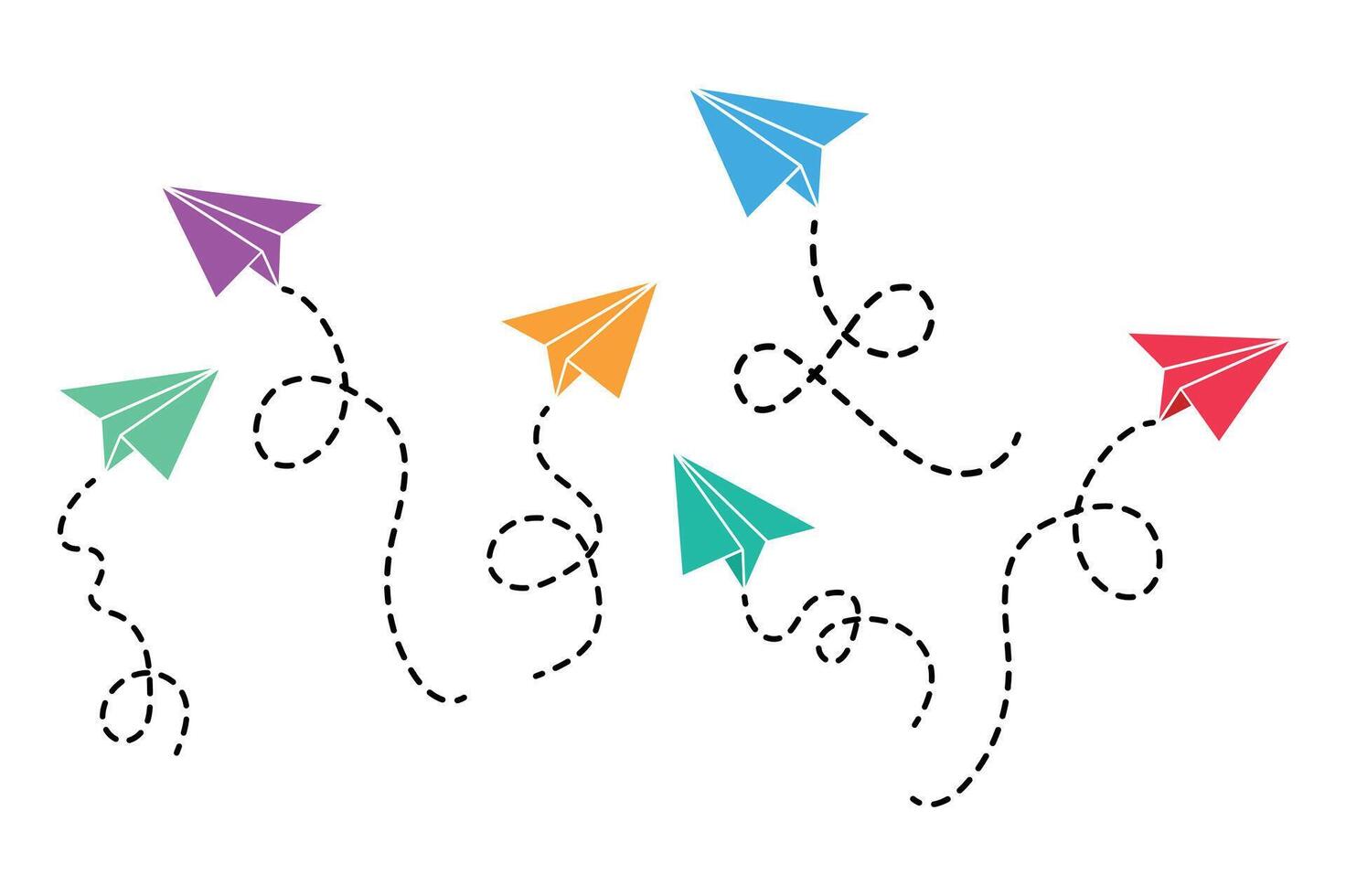 Classic Doodle Paper Plane Set, paper airplane , paper plane clipart, outline paper airplanes vector