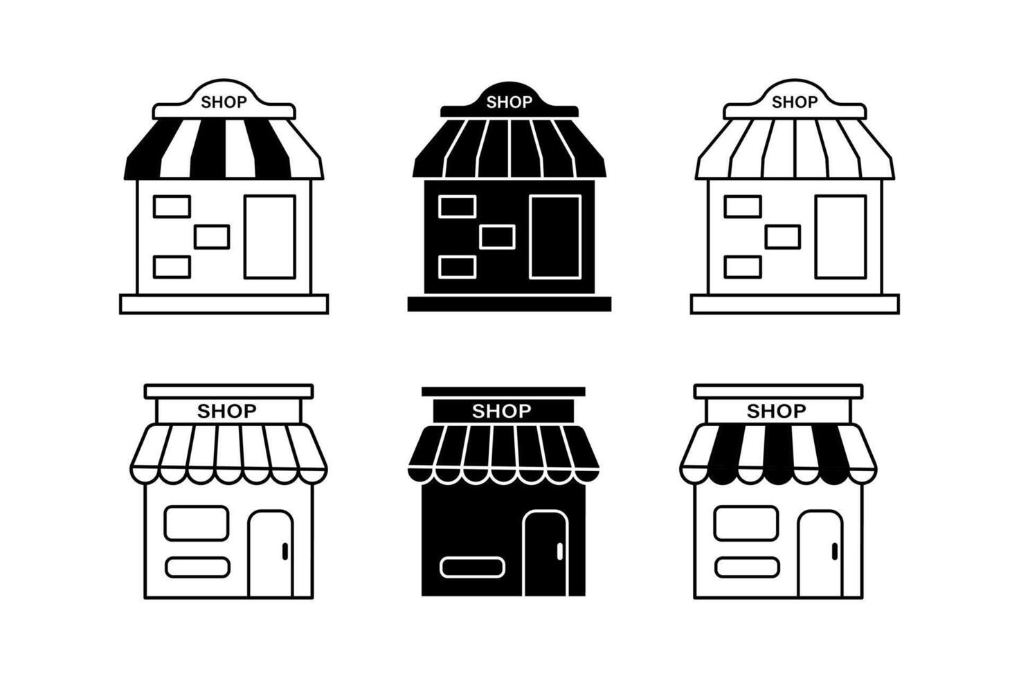 Trendy Store Front Symbols for Designers, store front icons, shop front icon, market icon vector