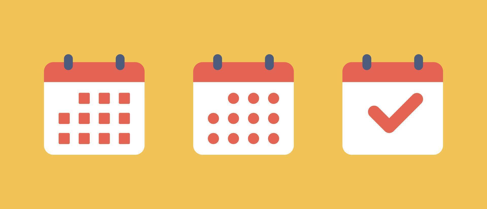 Calendar, date icon set in flat style. Schedule, event sign symbol vector