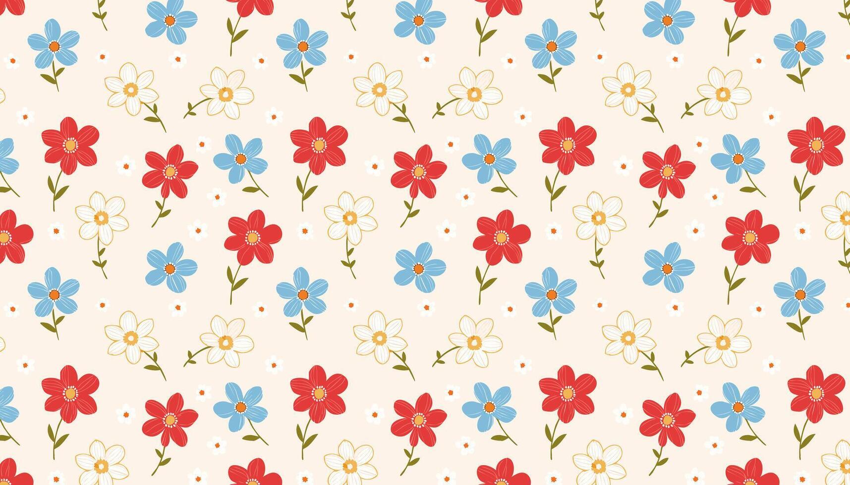 Pattern with colorful flowers on beige background. illustration. vector