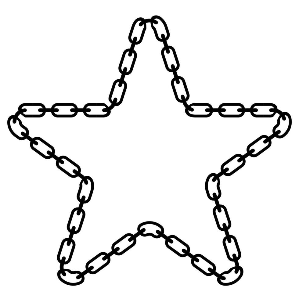 Black and white illustration of a star with chain. image. vector