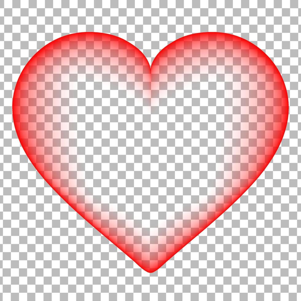 Red heart with transparency effect. Hollow love hearts illustration. vector
