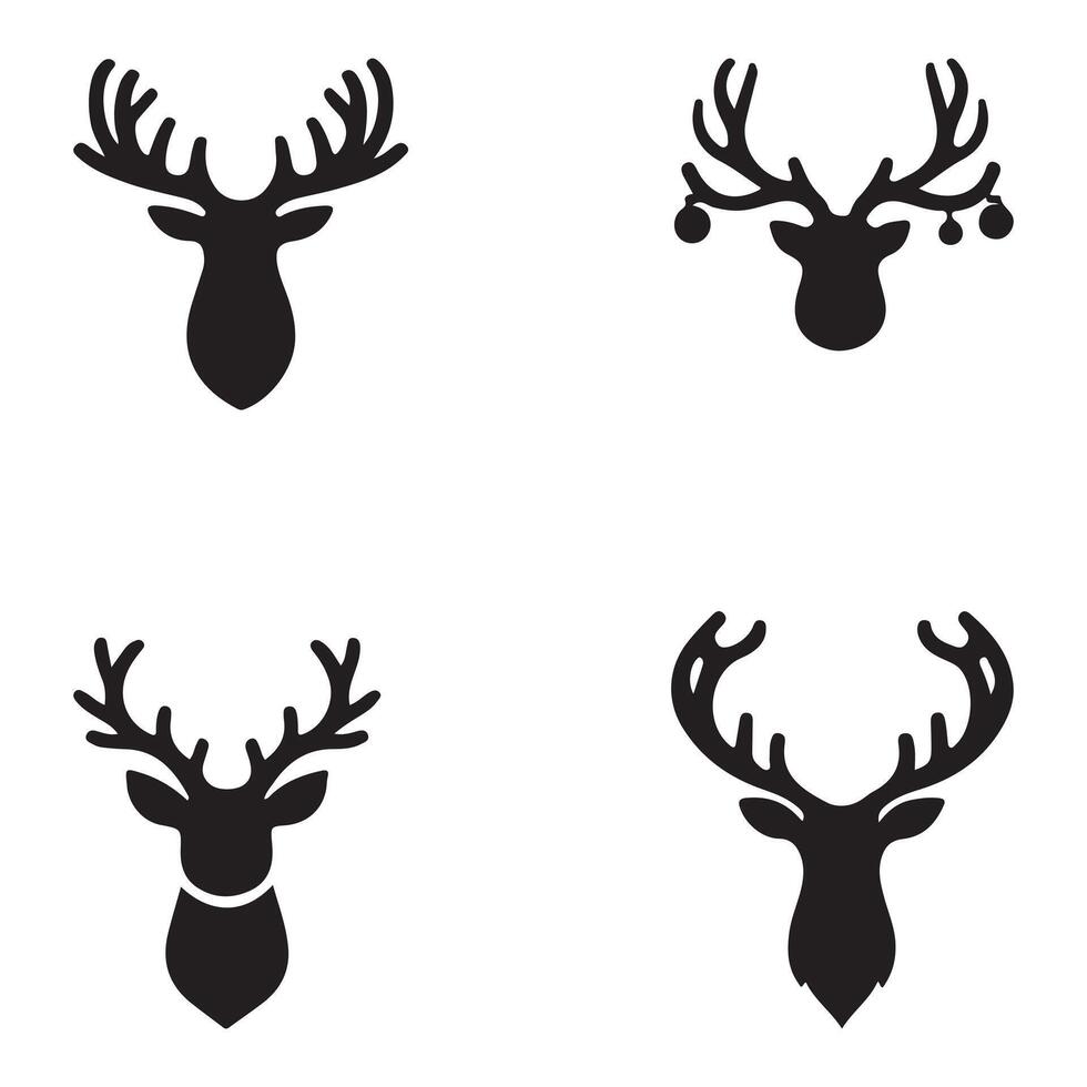 deer silhouette head icon set design on a white background vector