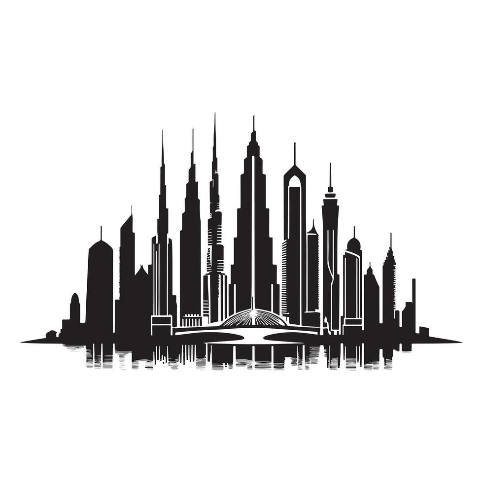 Dubai skyline silhouette design on a white background vector