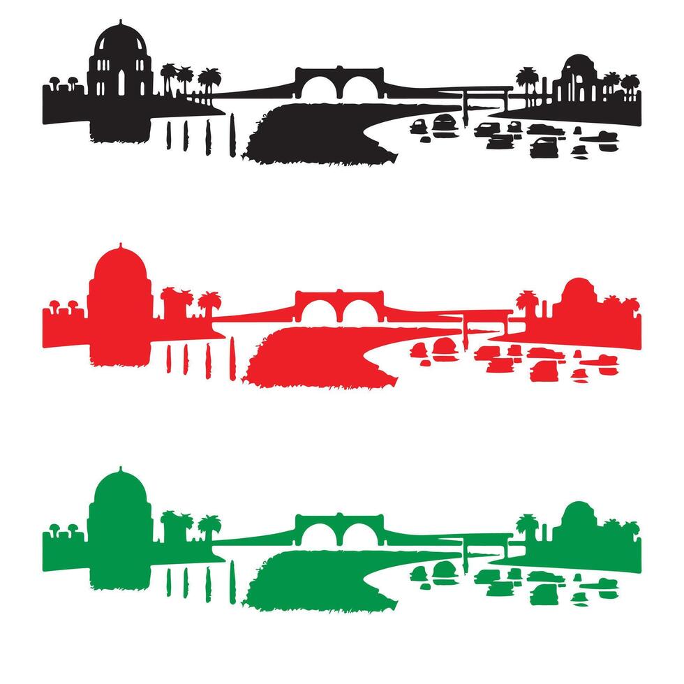 A four different silhouettes of the city design on a white background vector