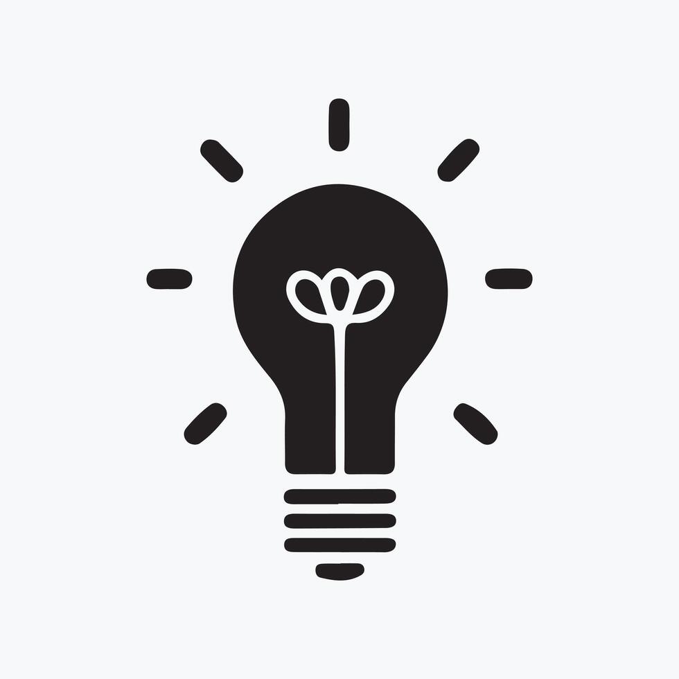 A black light bulb with a heart inside design on a white background vector