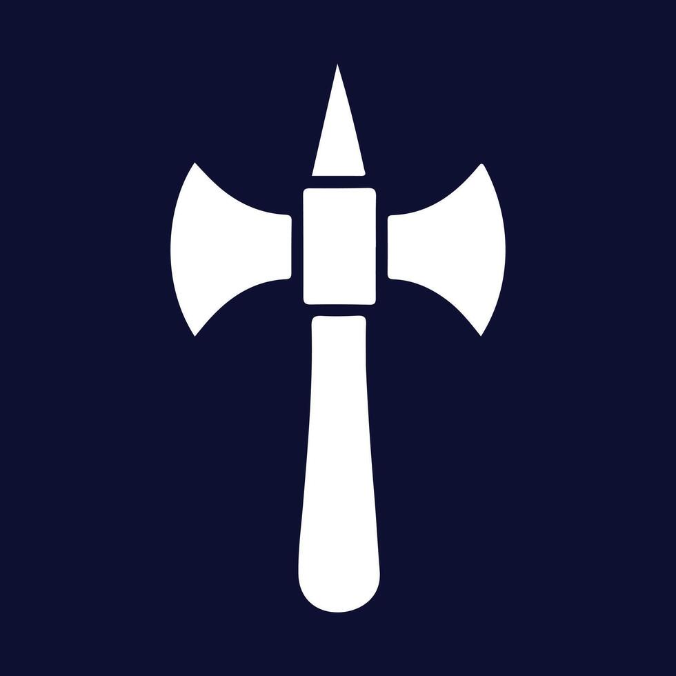 A white axe icon on a dark blue background vector