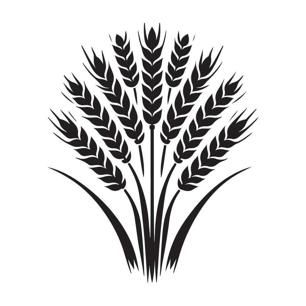 A black and white illustration of a wheat field design on a white background vector