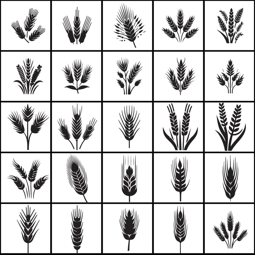 silhouette set of wheat icons on a white background vector