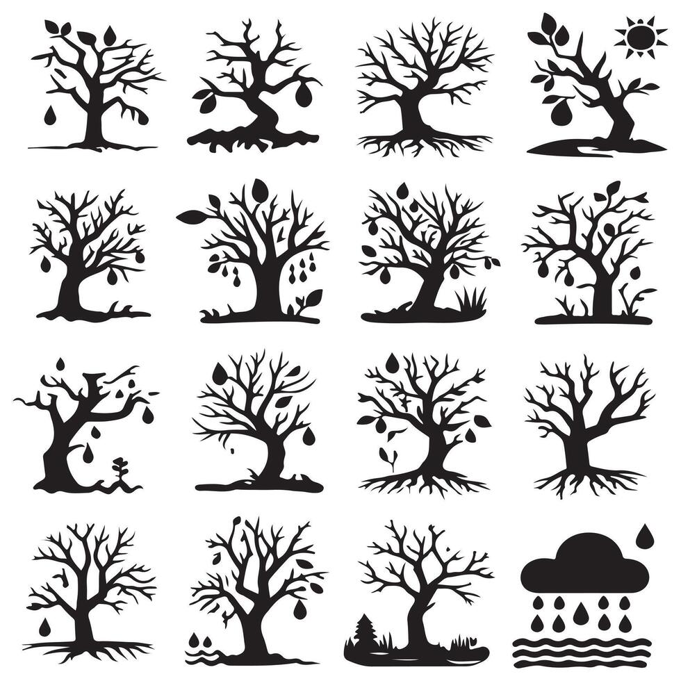 tree icons set with different types of trees design on a white background vector
