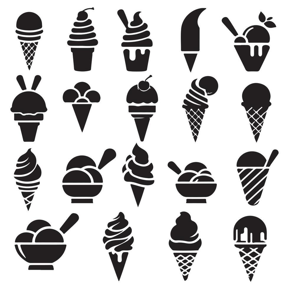 silhouette ice cream icons set design vector
