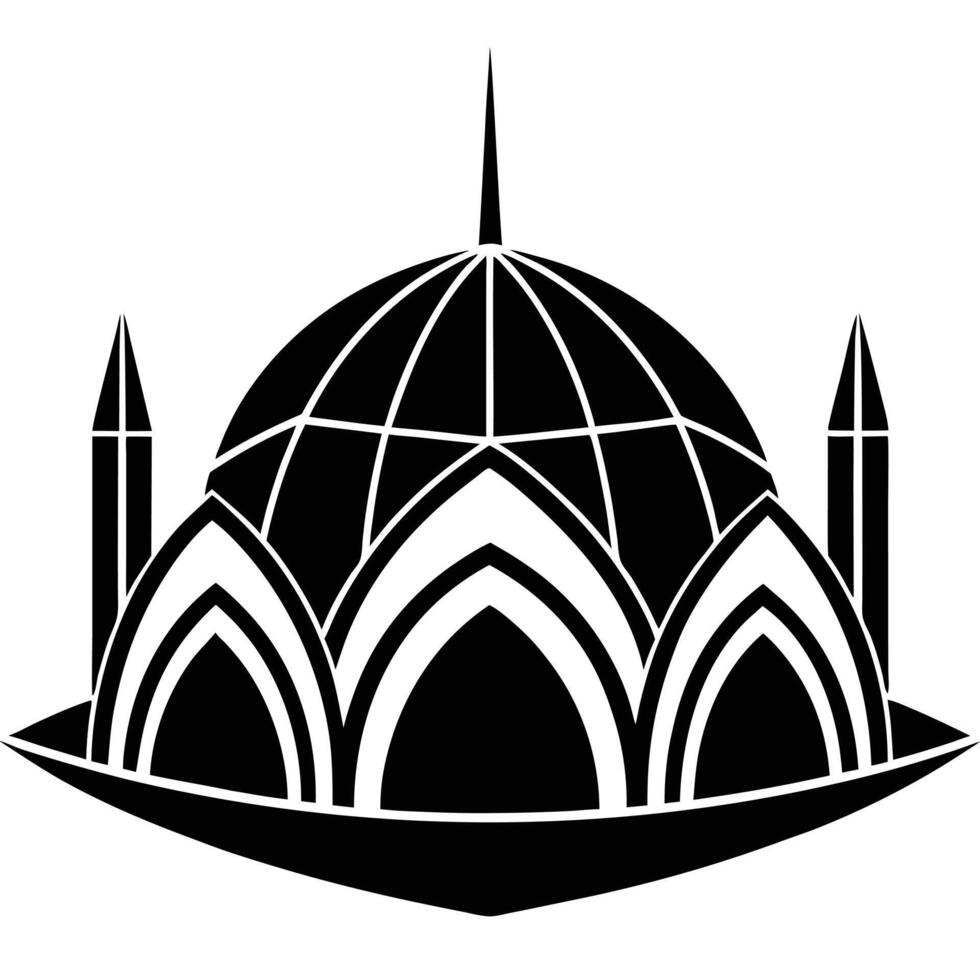 A black and white logo of a mosque design on a white background vector