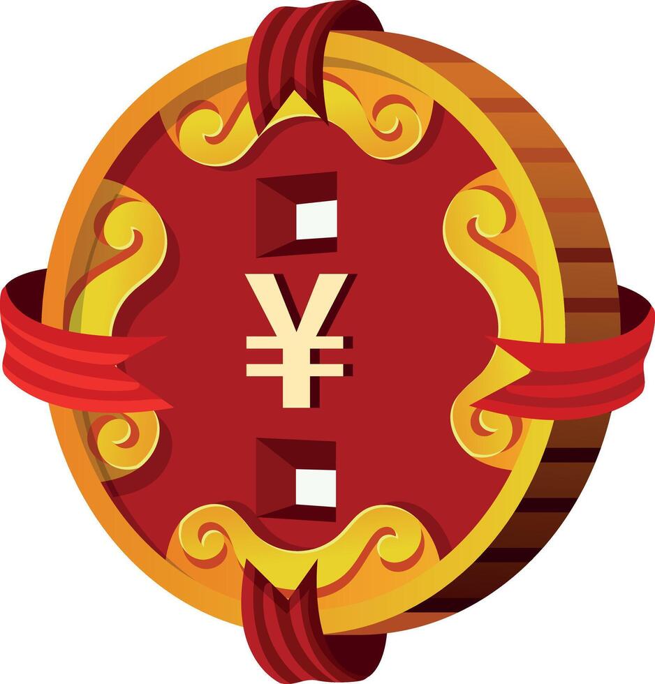 Chinese coin illustration in flat style vector