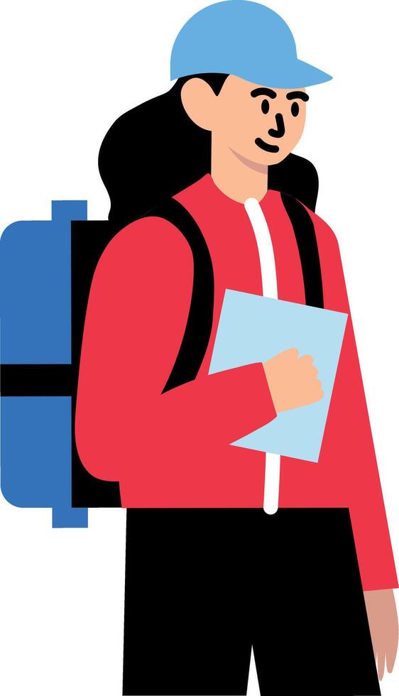 Delivery girl character icon in flat style vector