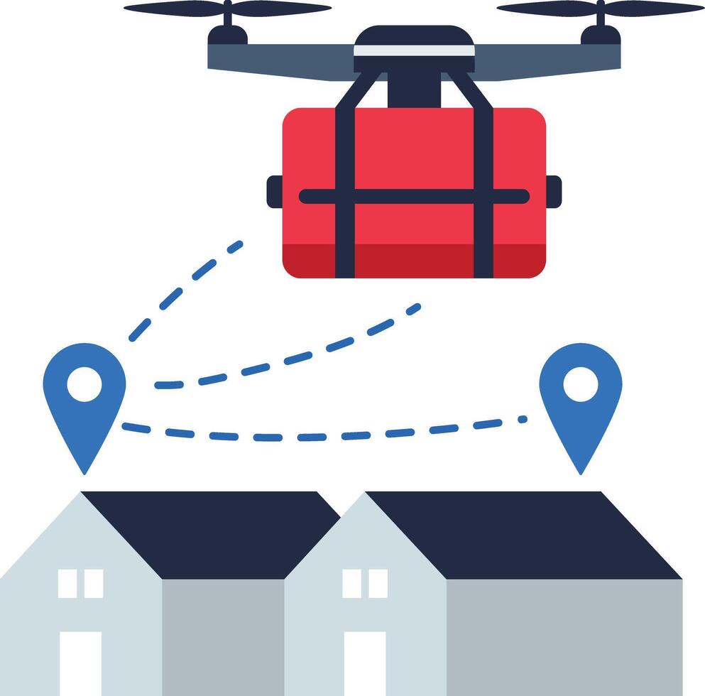 Drone delivery tracking icon in flat style vector