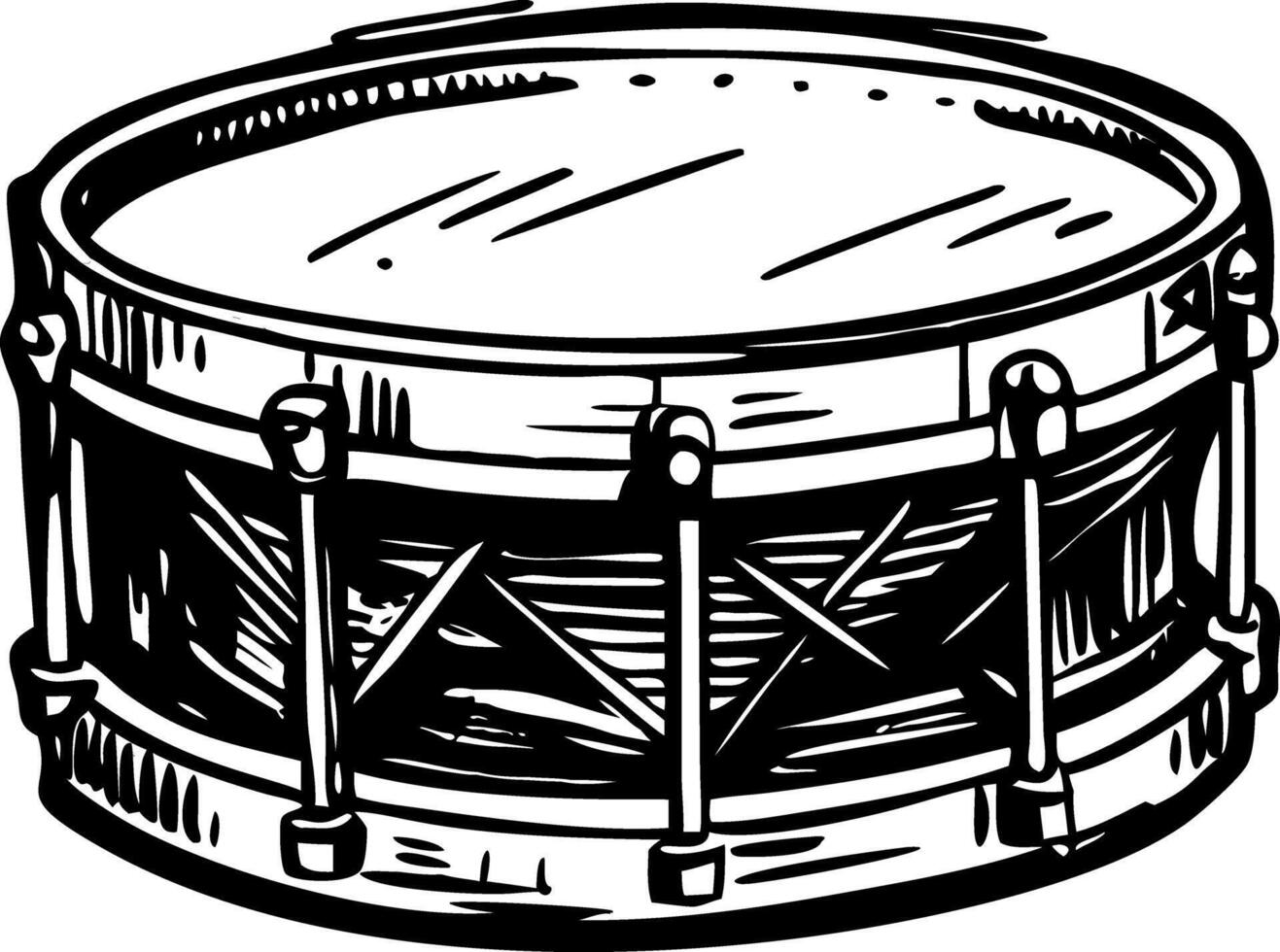 A sketchy style illustration depicting snare drum vector