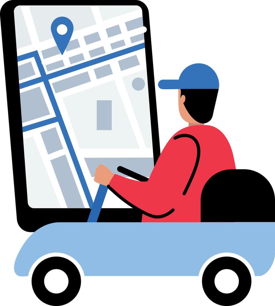 Tracking driver route icon in flat style vector