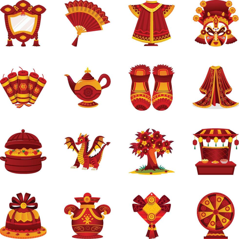 Collection of Lunar New Year Flat Illustrations vector