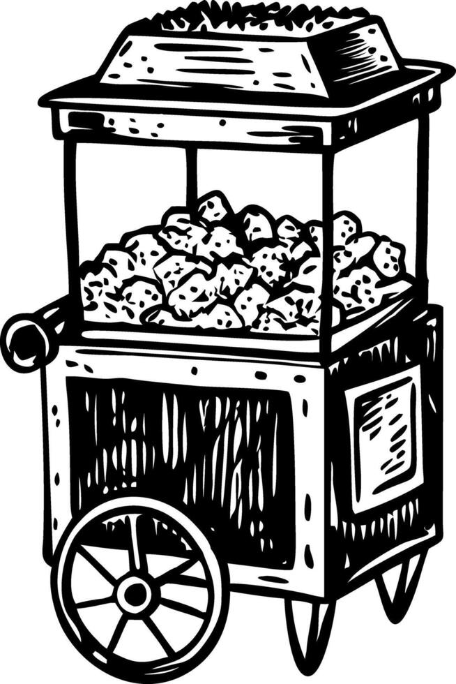 Sketchy illustration depicting a popcorn machine vector