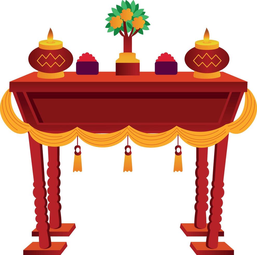 A flat illustration of ancestral rites ceremony vector