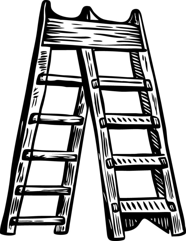 Wooden circus ladder, sketchy style illustration vector