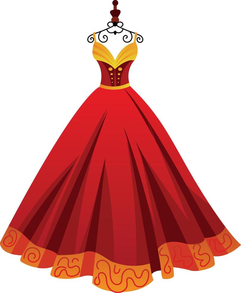 A flat style illustration of beautiful chinese gown vector