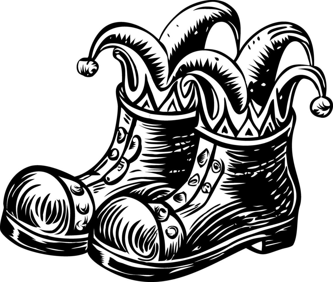 Sketchy vintage illustration of jester shoes vector