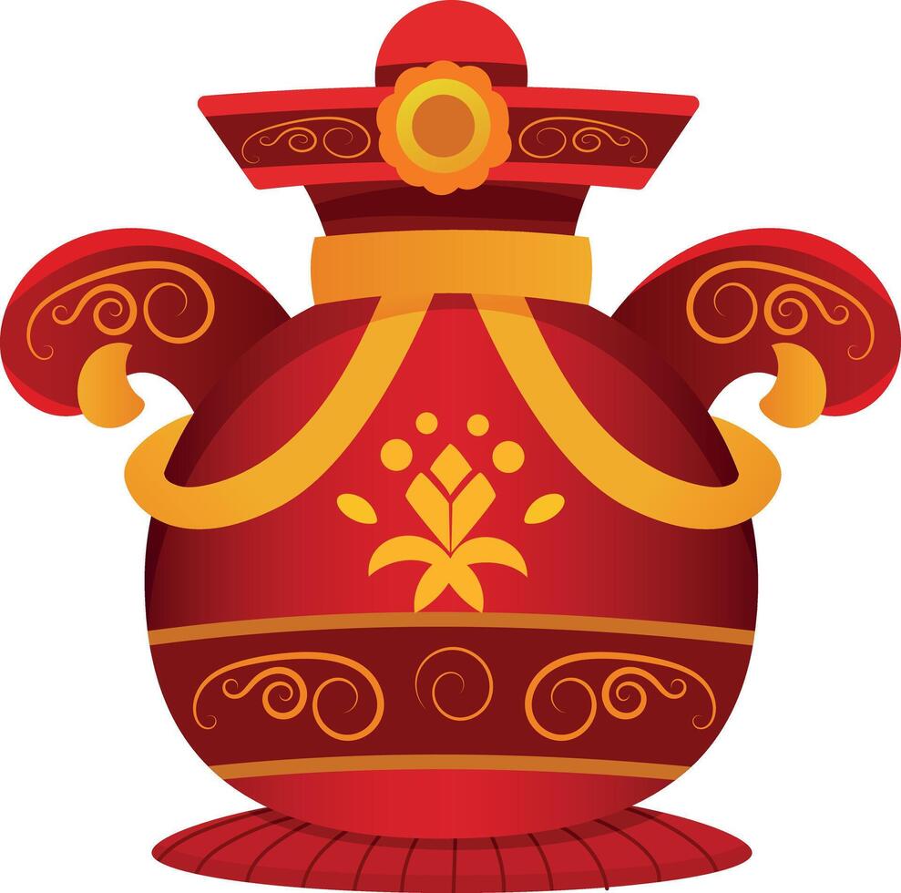 A flat illustration of asian ornamental vase vector